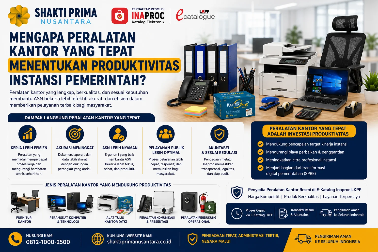 Mengapa Peralatan Kantor yang Tepat Menentukan Produktivitas Instansi Pemerintah dijelaskan melalui penggunaan komputer, printer, furnitur ergonomis, dan perlengkapan kantor yang mendukung kinerja ASN.