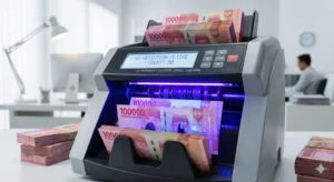 Mesin hitung uang rupiah dengan sensor deteksi uang palsu UV (Ultraviolet). Alat hitung uang kertas otomatis untuk kebutuhan perbankan dan bisnis retail dengan akurasi tinggi.