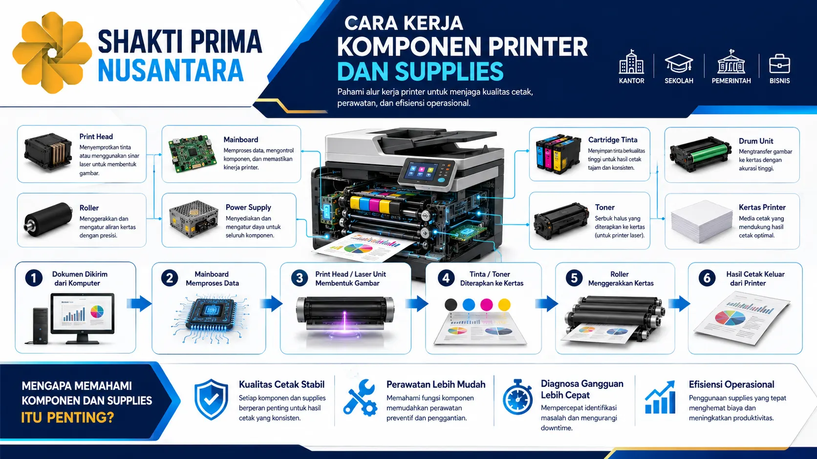 cara kerja komponen printer dan supplies bersama Shakti Prima Nusantara.