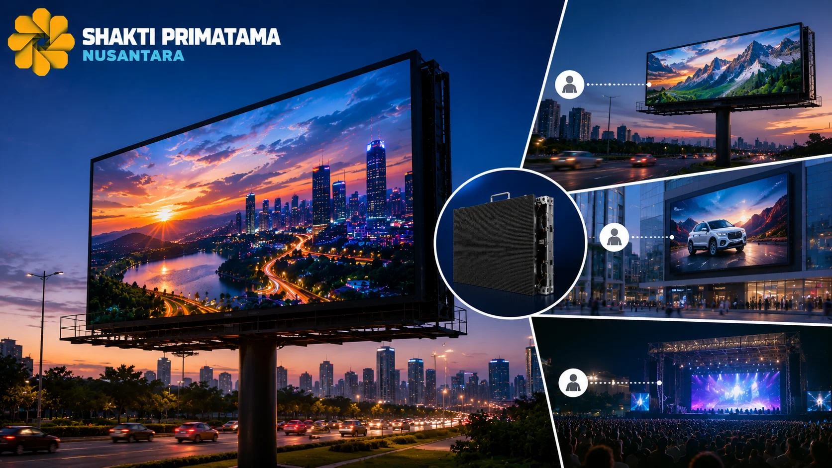 Videotron outdoor dengan berbagai pilihan ukuran dan resolusi panel LED untuk menyesuaikan kebutuhan promosi digital di berbagai lokasi pemasangan.