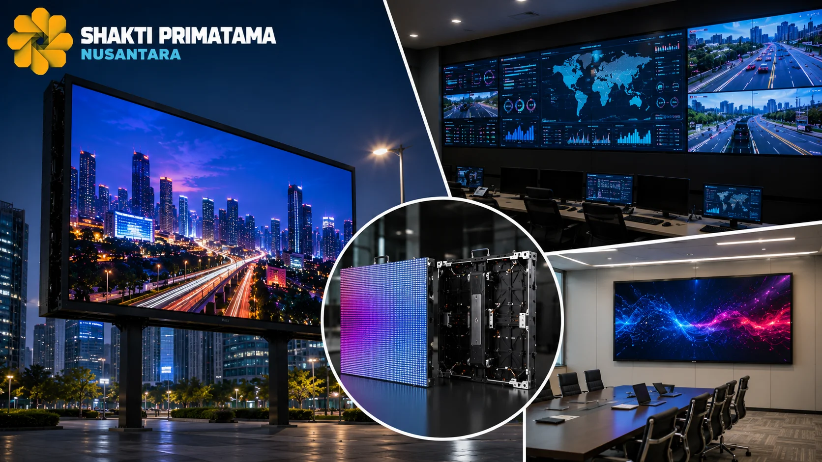 Videotron LED untuk komunikasi digital yang diterapkan pada ruang publik, ruang rapat, command center, dan media informasi visual modern.