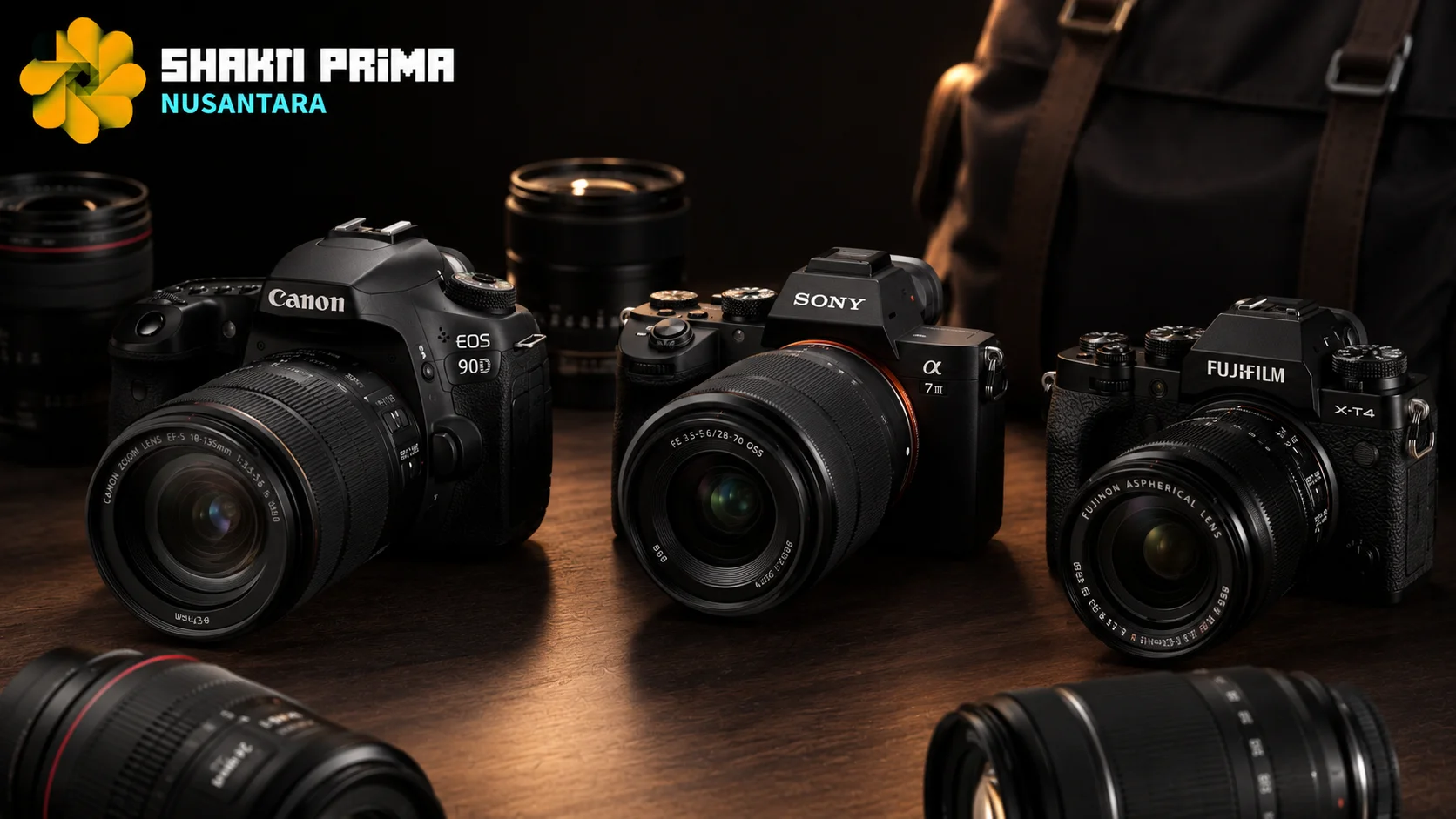 Koleksi kamera DSLR dan mirrorless populer yang digunakan untuk kebutuhan fotografi, videografi, dan dokumentasi profesional.