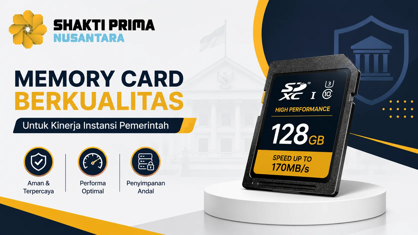 Memory card berkualitas untuk mendukung kinerja instansi pemerintah dengan penyimpanan data yang aman dan cepat.