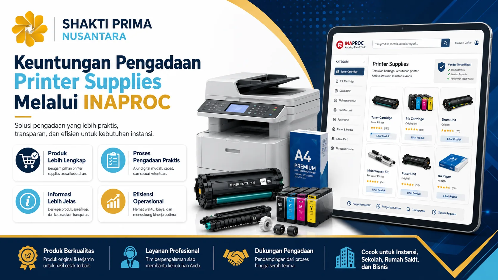 keuntungan pengadaan printer supplies melalui INAPROC bersama Shakti Prima Nusantara.