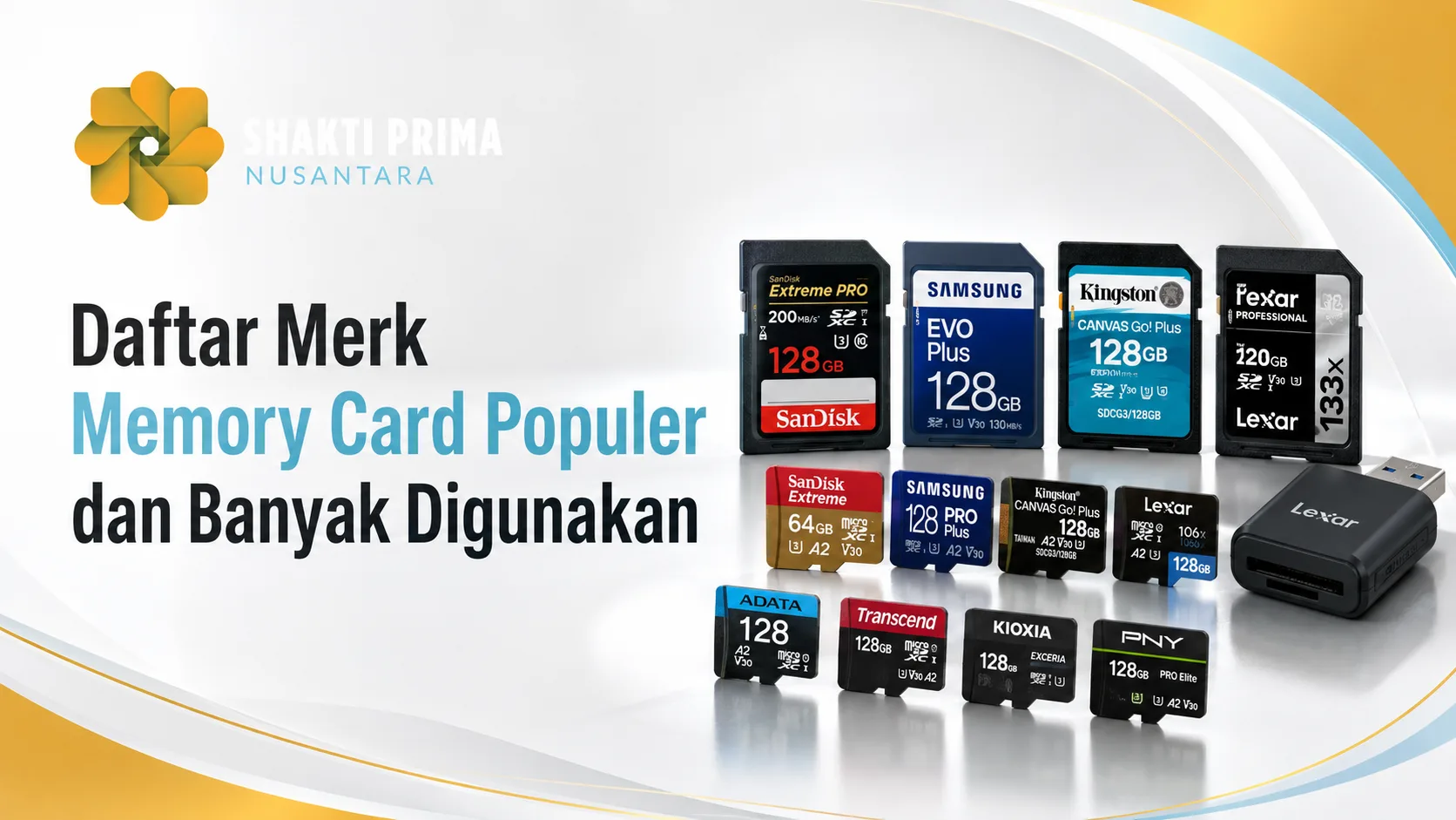 Banner daftar merk memory card populer untuk kamera, drone, smartphone, dan CCTV