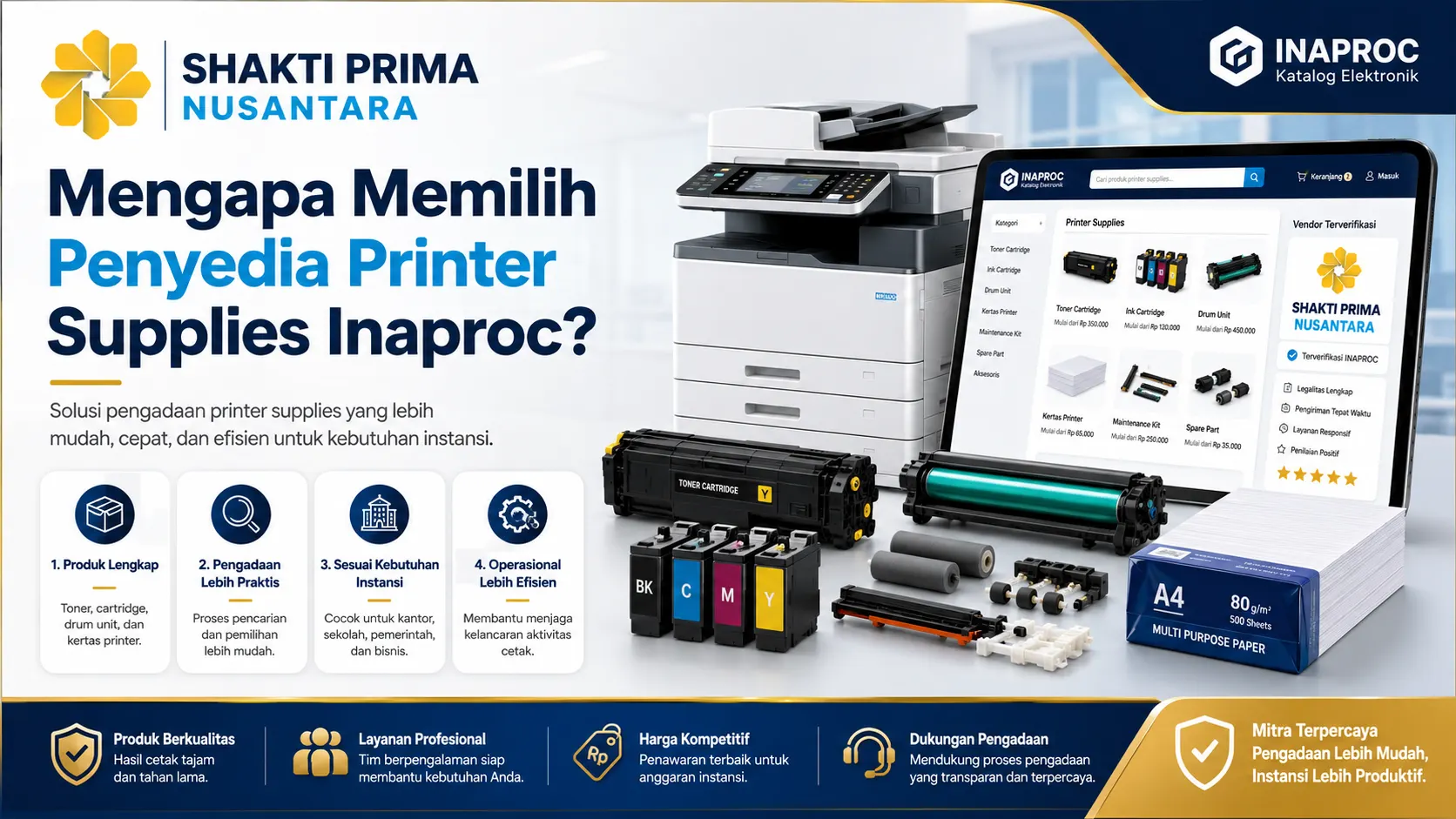 alasan memilih penyedia printer supplies INAPROC bersama Shakti Prima Nusantara.