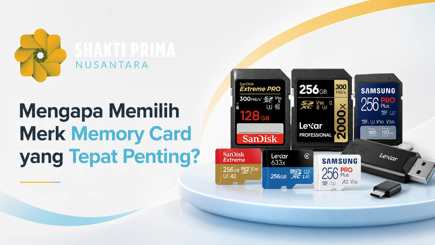 Banner memory card untuk kebutuhan kamera, drone, smartphone, dan CCTV dari Shakti Prima Nusantara.