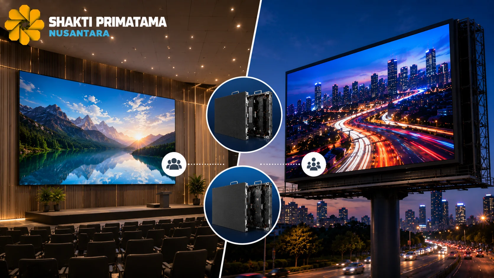 Videotron indoor dan outdoor dengan panel LED berkualitas tinggi untuk mendukung kebutuhan komunikasi visual di berbagai lingkungan pemasangan.