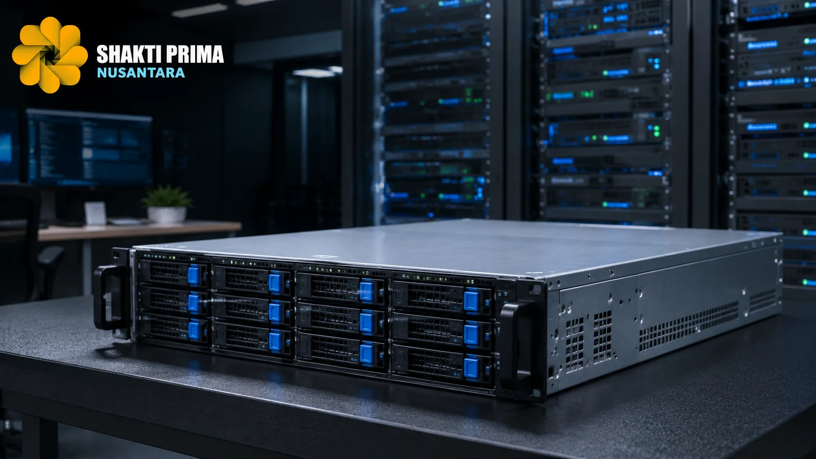 Server storage modern di lingkungan data center yang mendukung pengelolaan, penyimpanan, dan ketersediaan data penelitian secara aman untuk kebutuhan riset dan inovasi.