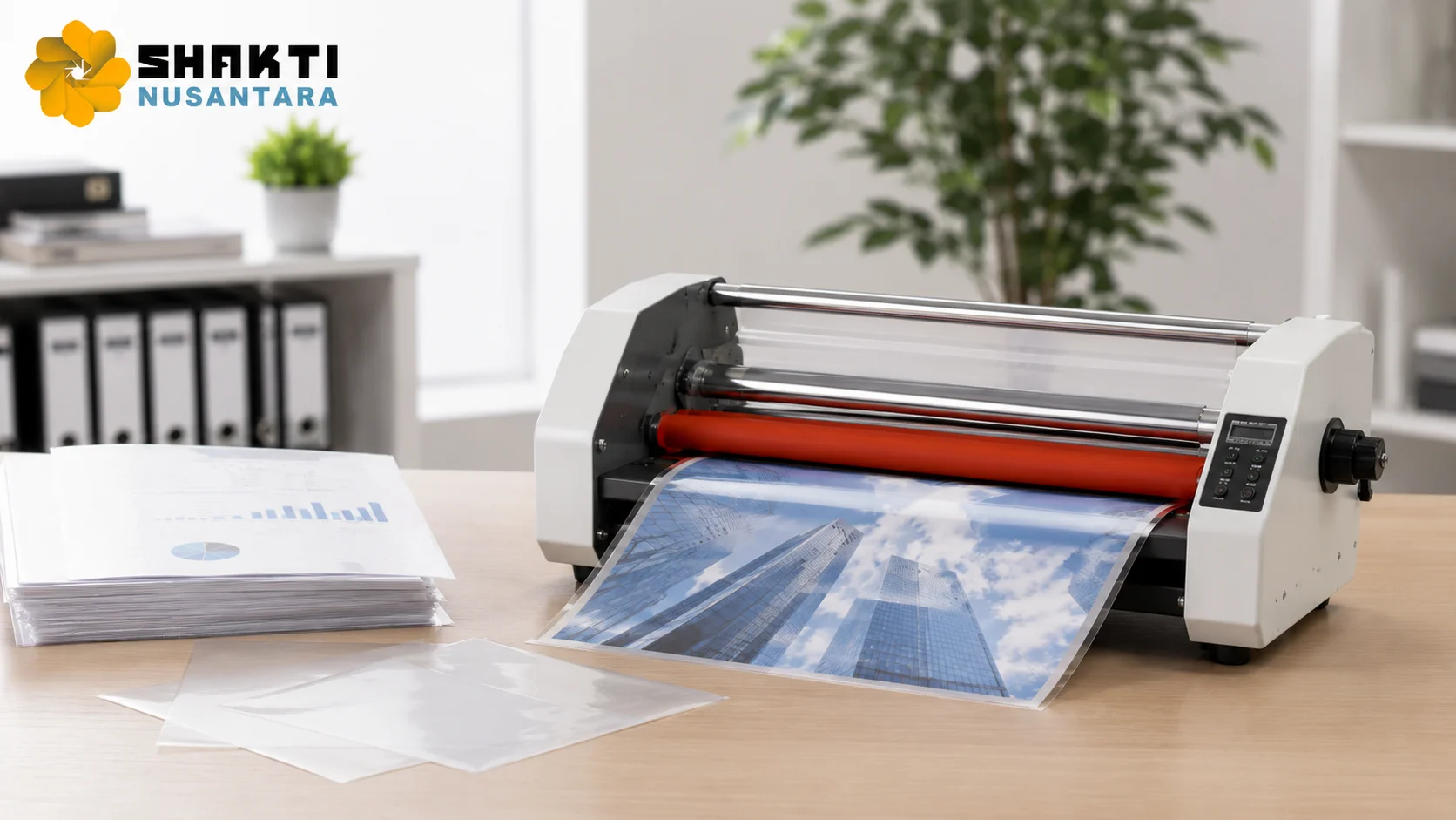 Mesin laminating profesional dengan desain modern sebagai solusi pengadaan untuk melindungi dokumen dan hasil cetak