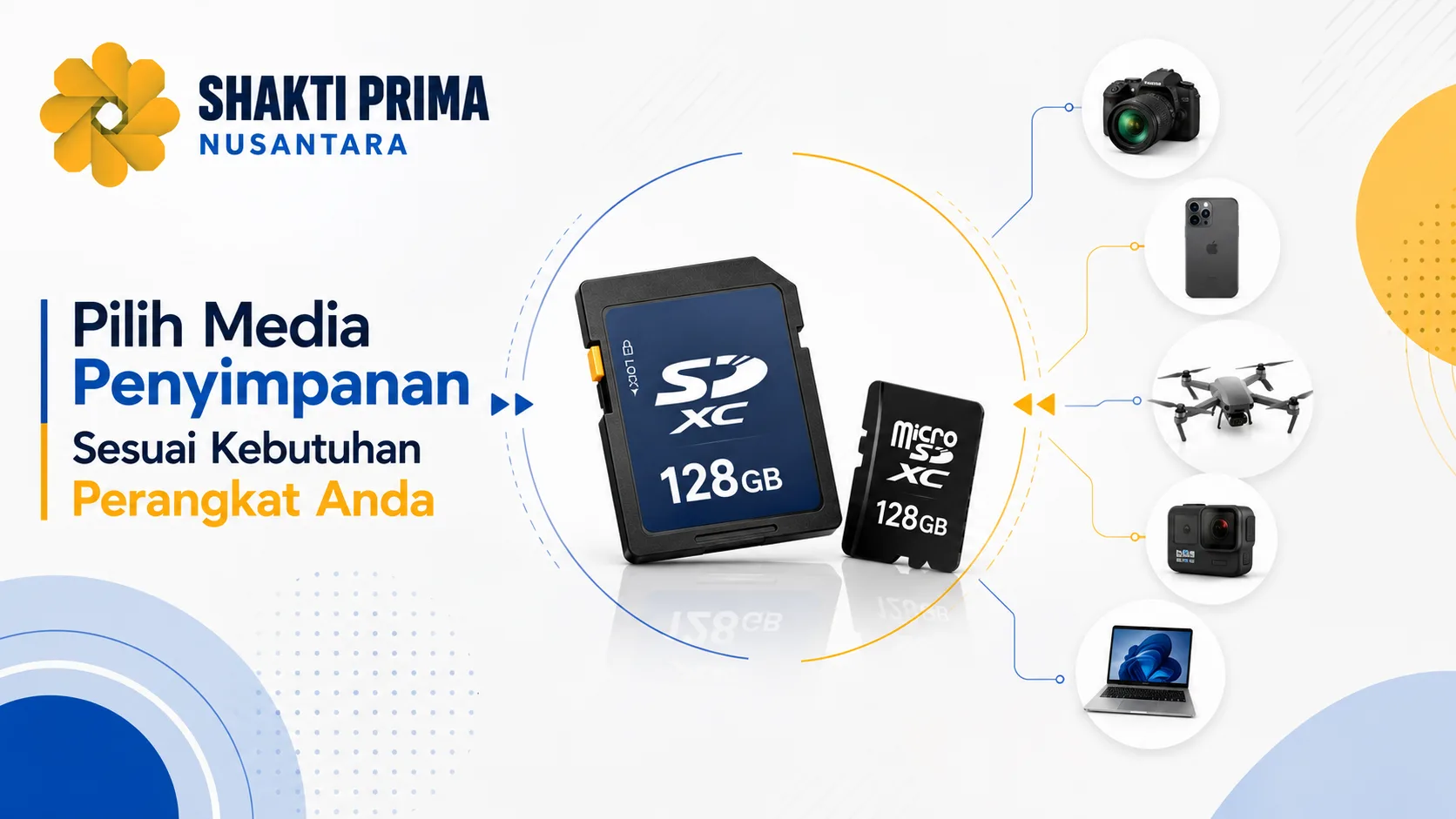 Pilih media penyimpanan sesuai kebutuhan perangkat dengan SD Card dan MicroSD untuk smartphone, kamera, drone, dan laptop.