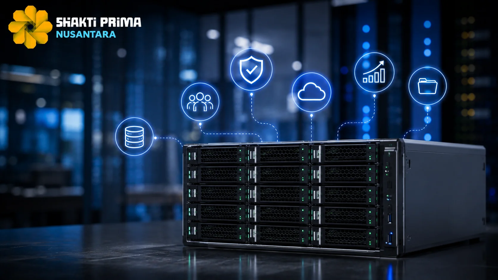 Server storage modern dengan fitur keamanan dan manajemen data untuk mendukung kebutuhan penyimpanan organisasi.