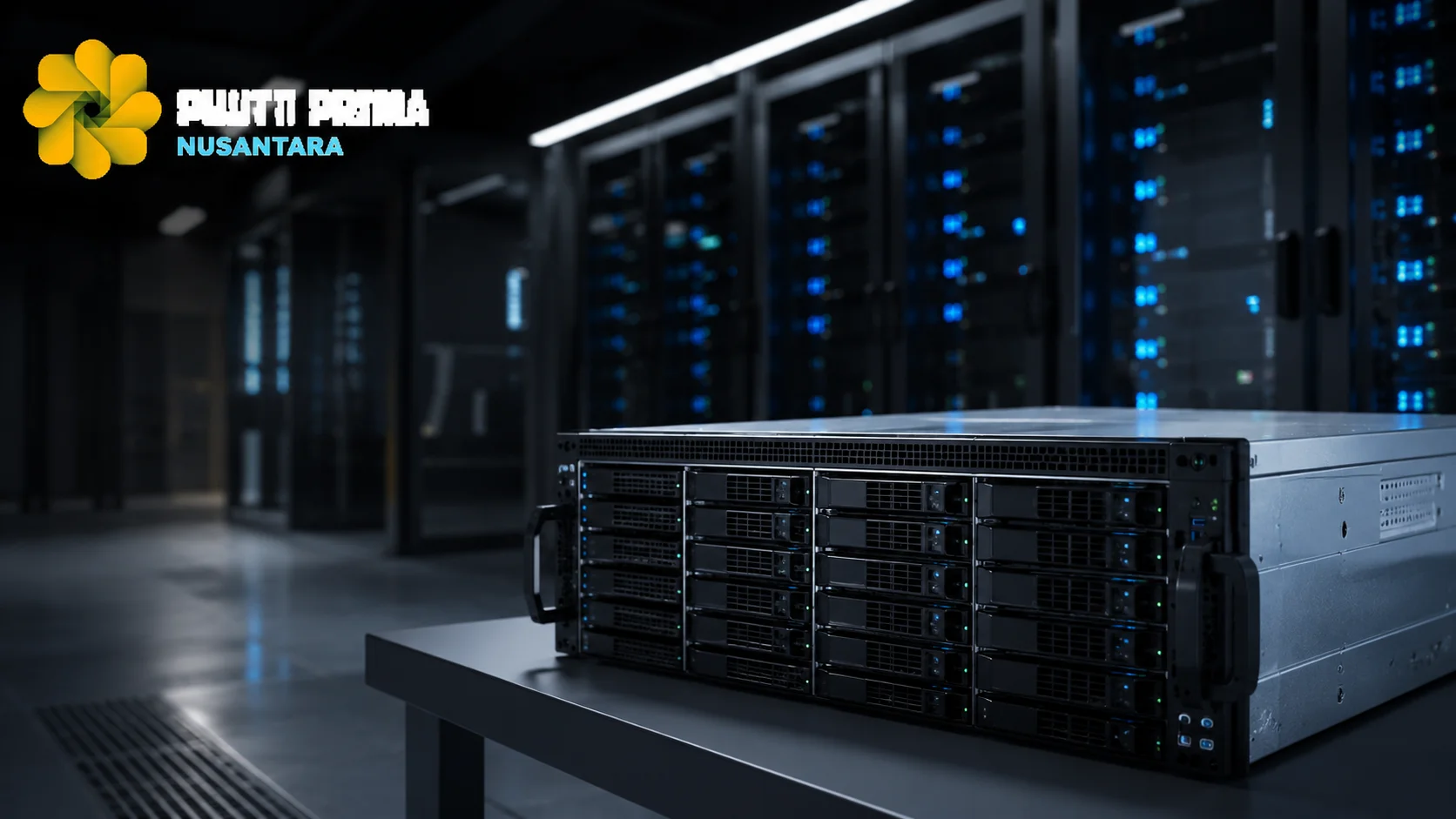 Server storage enterprise dalam data center modern yang mendukung sentralisasi data, akses informasi, dan pengelolaan infrastruktur digital secara terintegrasi.