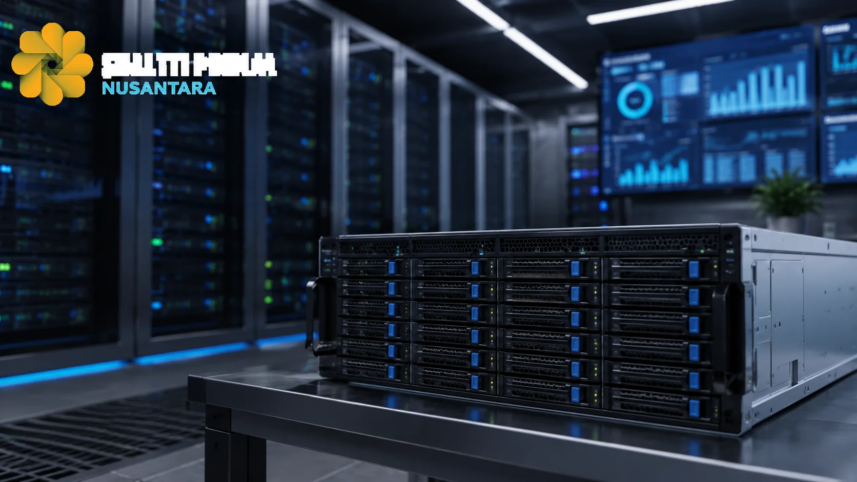 Server storage enterprise dalam data center modern yang dirancang untuk mendukung penyimpanan data penelitian, arsip digital, dan kebutuhan pengelolaan informasi berskala besar.