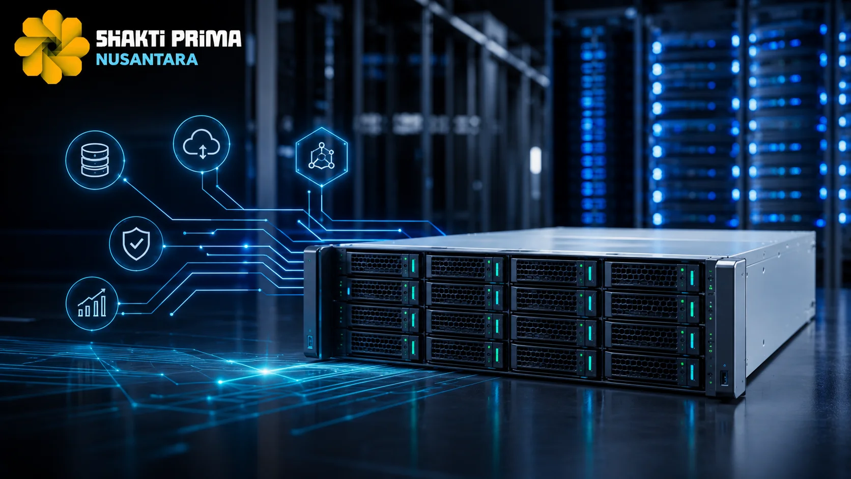 Server storage modern untuk mendukung operasional data center dan pengelolaan data digital berskala besar.