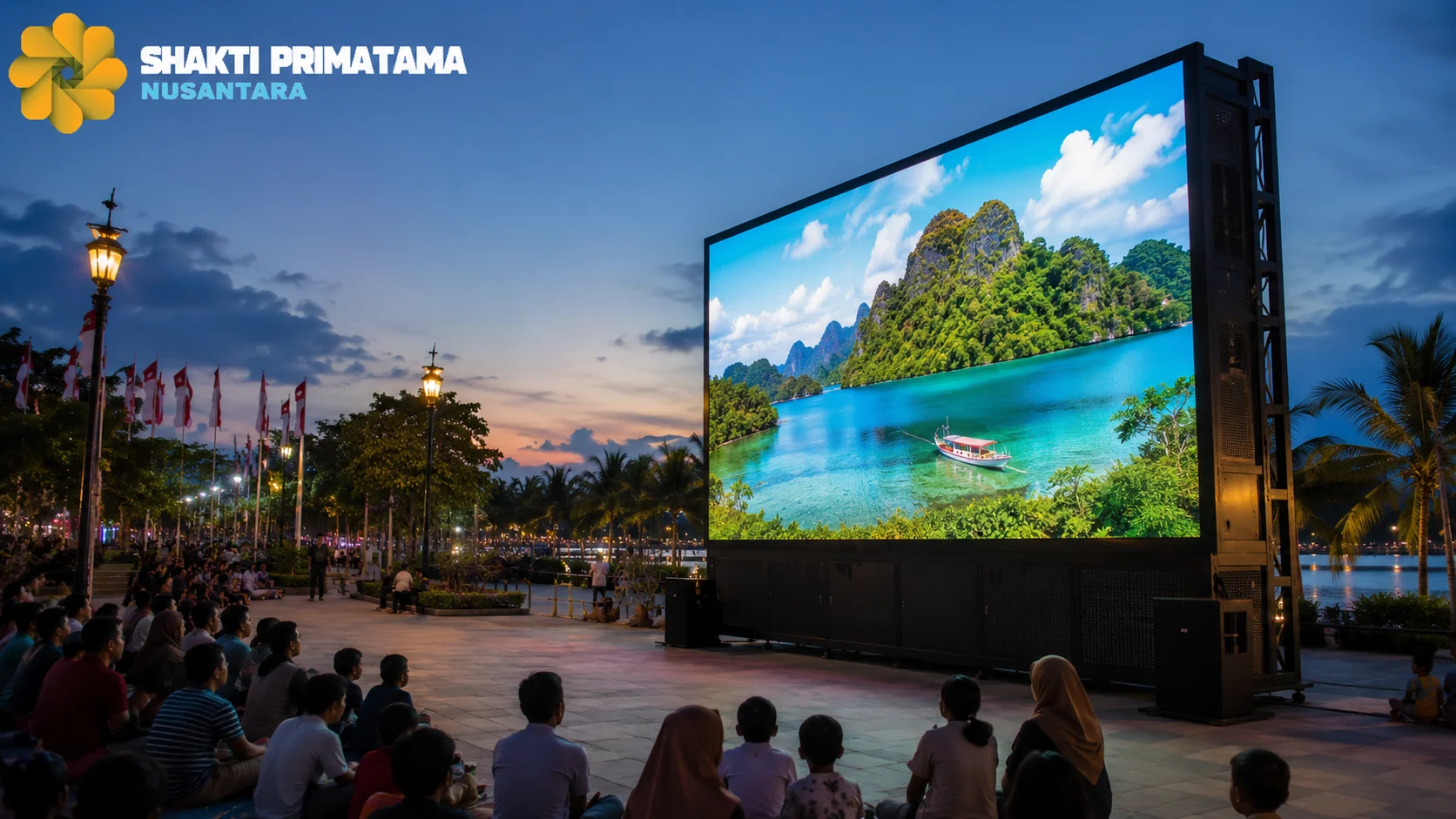 Videotron outdoor berukuran besar untuk media promosi destinasi wisata dan penyampaian informasi publik di area strategis.