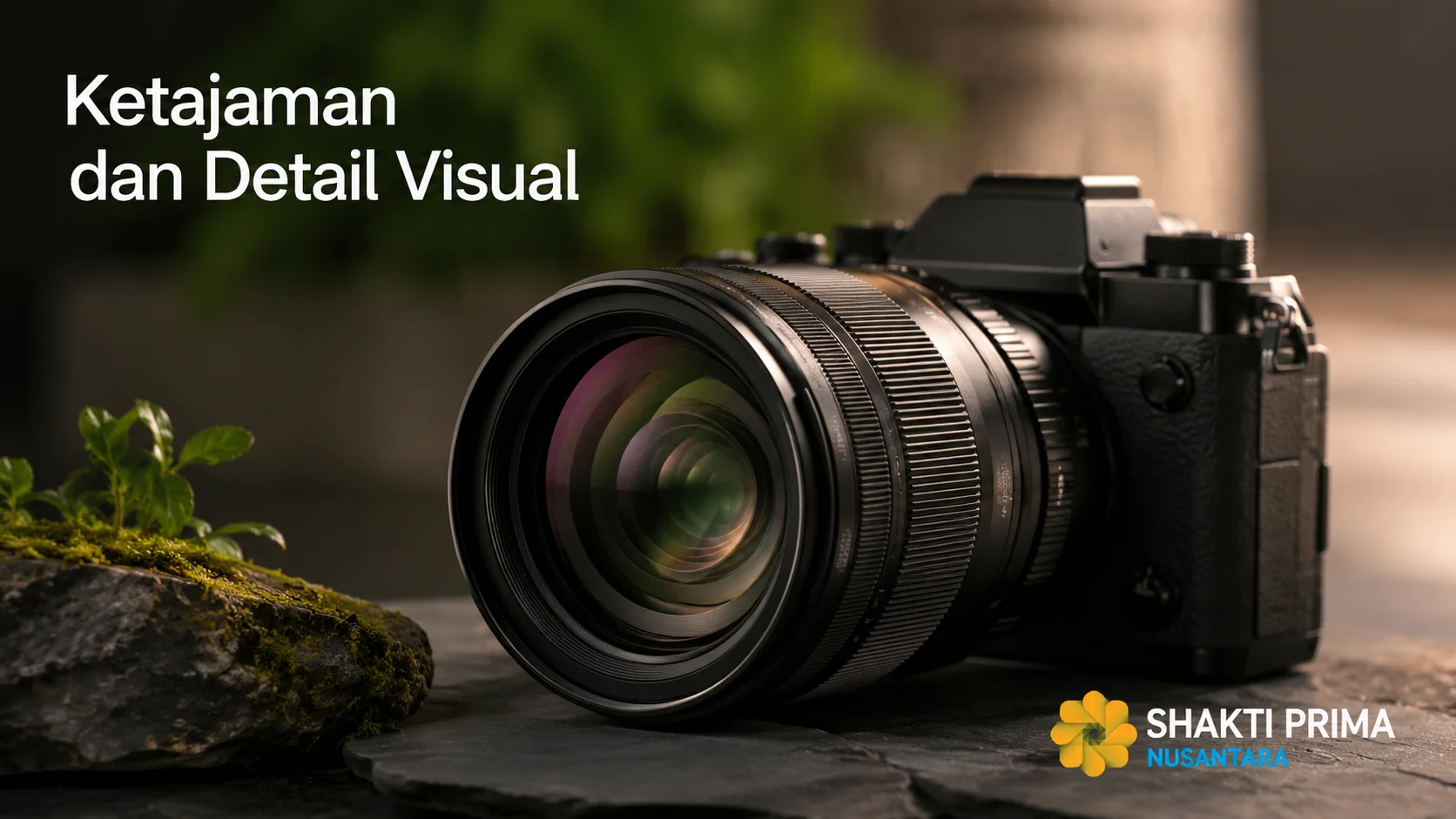 Lensa kamera berkualitas tinggi dengan ketajaman optik yang menghasilkan detail visual tajam, kontras tinggi, dan kualitas gambar yang optimal.