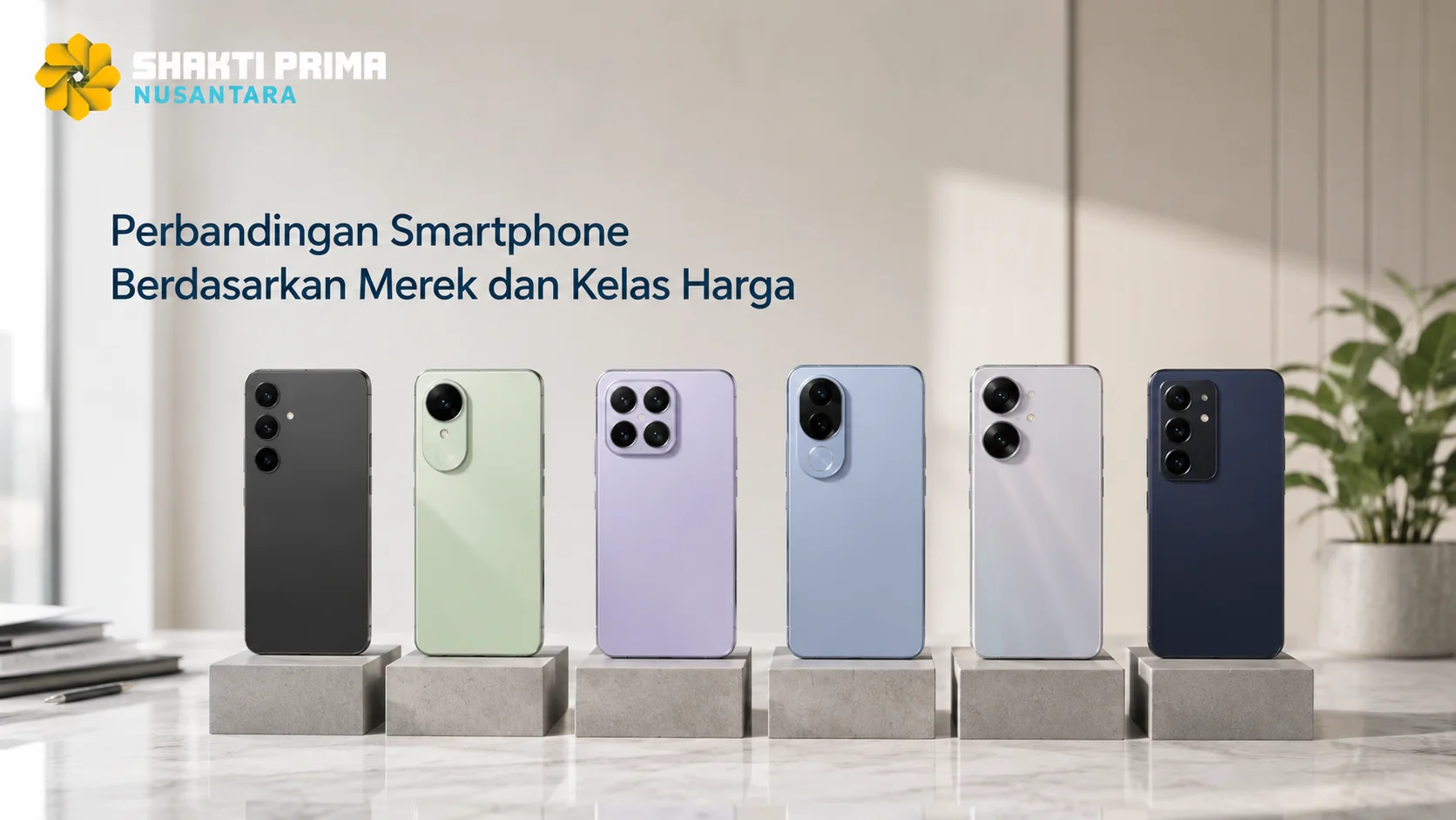 Perbandingan berbagai smartphone dari Shakti Prima Nusantara berdasarkan kelas harga untuk mendukung pengadaan instansi pemerintah melalui E-Katalog.