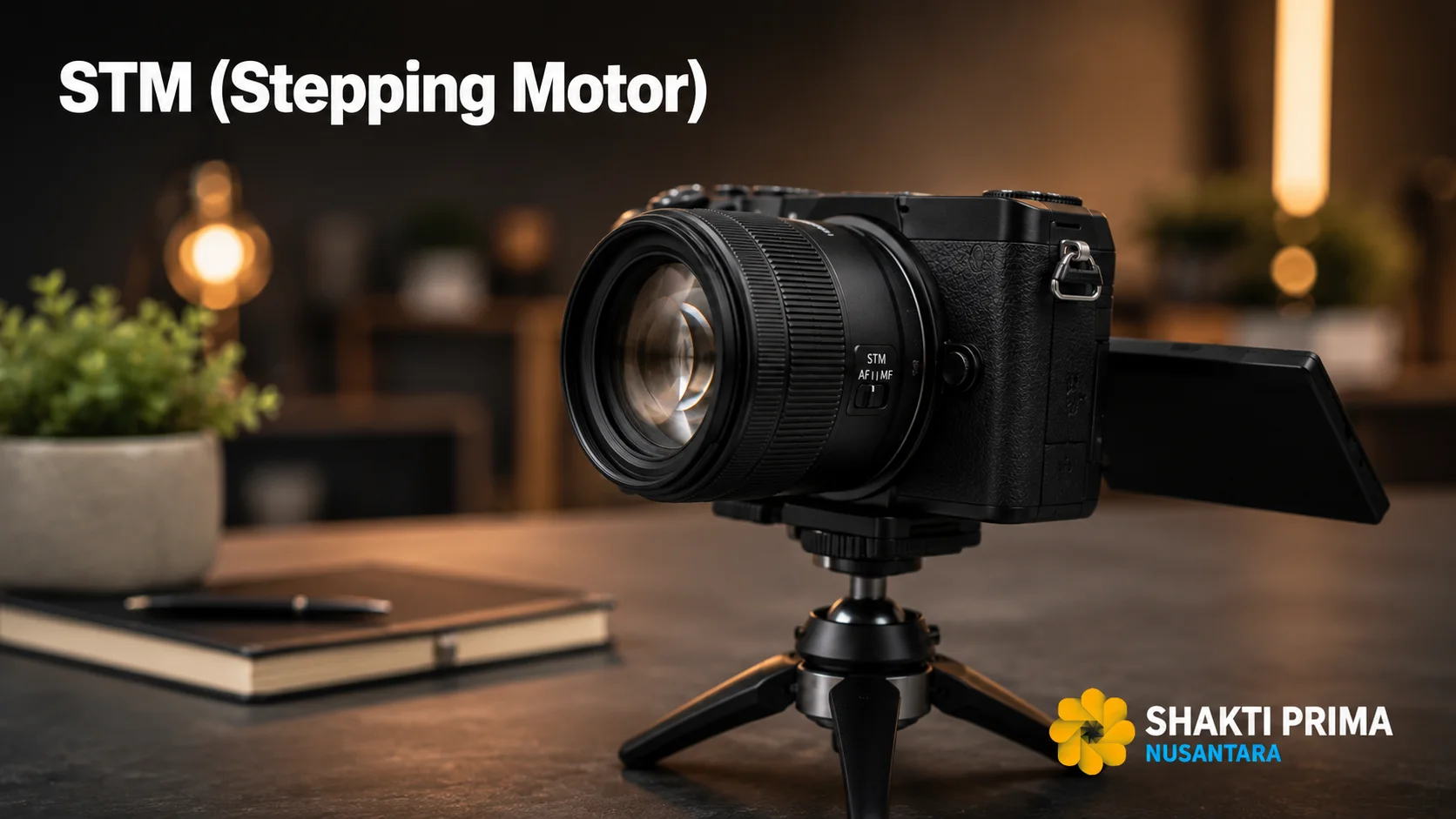 Lensa kamera dengan teknologi Stepping Motor (STM) yang menghadirkan autofocus halus, senyap, dan akurat untuk fotografi maupun videografi.