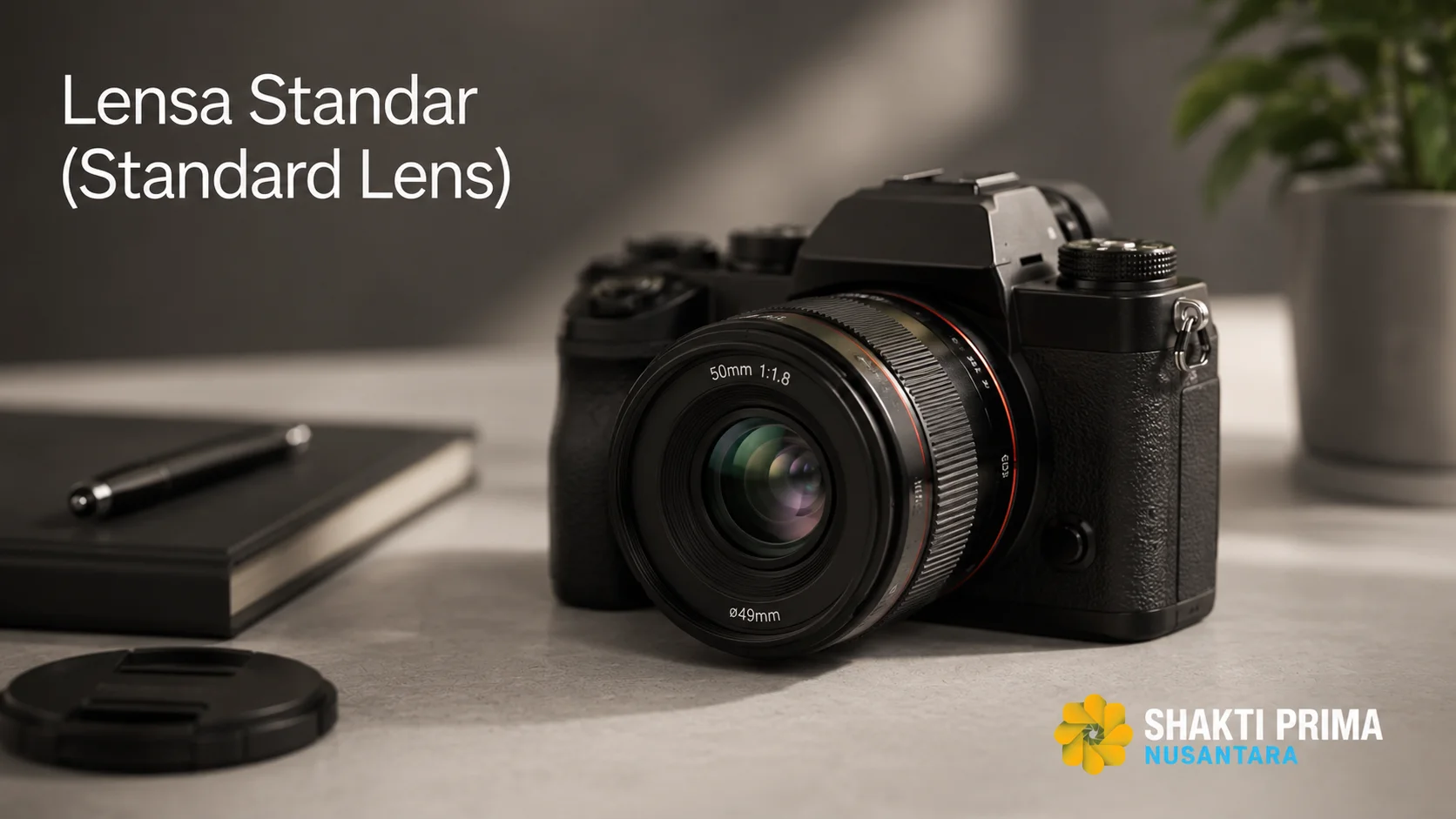 Lensa standar (standard lens) pada kamera mirrorless yang ideal untuk fotografi sehari-hari dengan sudut pandang alami dan hasil gambar yang seimbang.