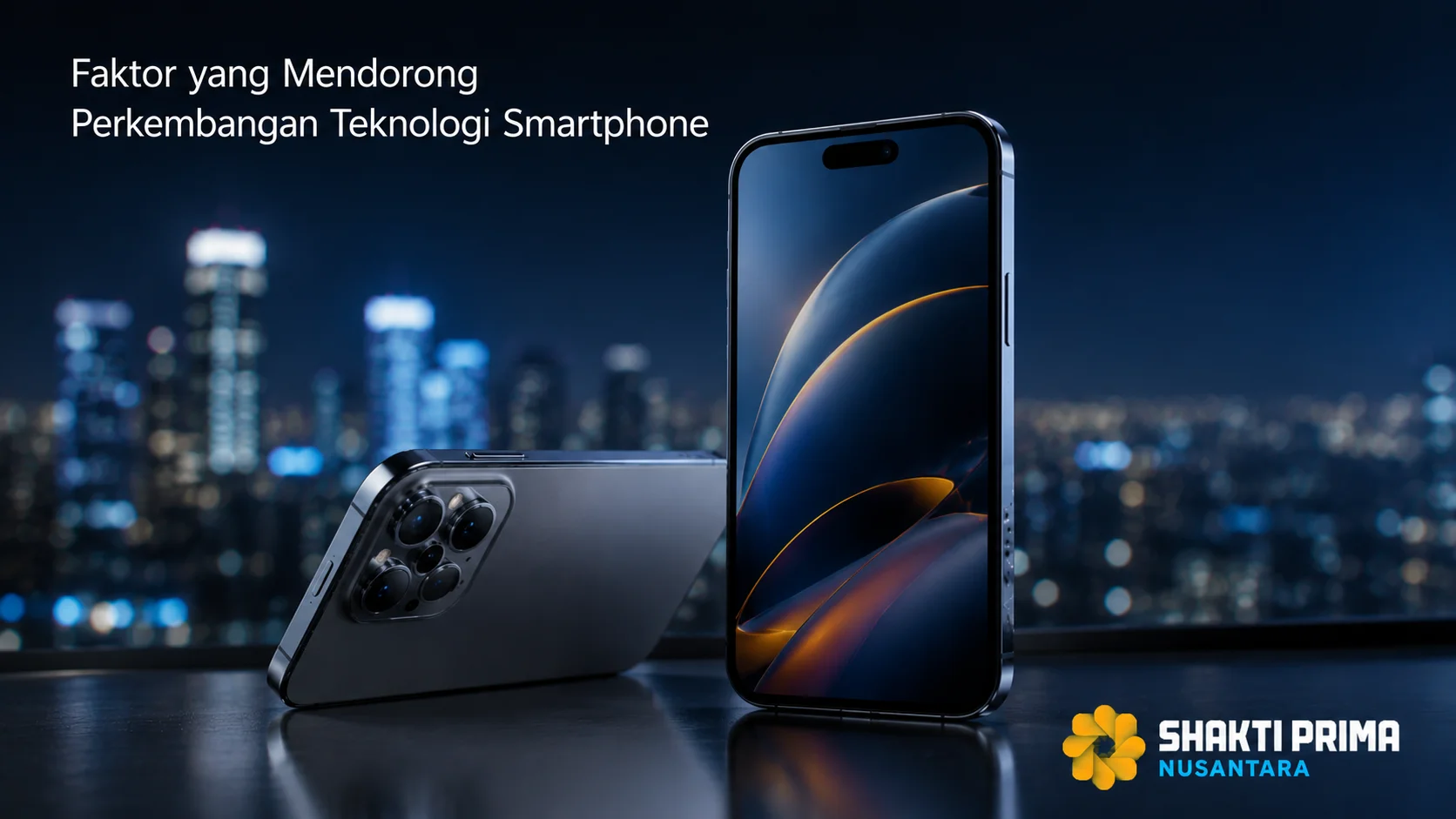 Ilustrasi smartphone modern yang merepresentasikan faktor-faktor pendorong perkembangan teknologi smartphone di era digital.