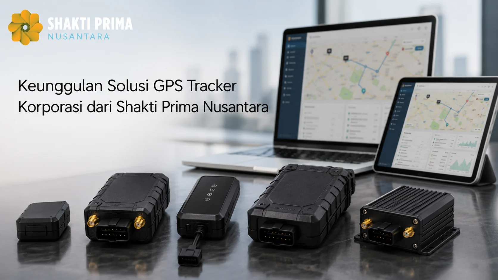 Perangkat GPS tracker korporasi dengan sistem monitoring armada sebagai ilustrasi solusi GPS Tracker dari Shakti Prima Nusantara untuk kebutuhan operasional perusahaan.