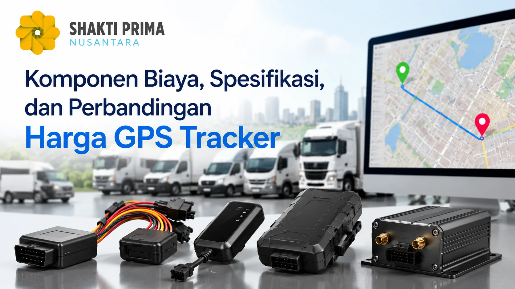GPS tracker kendaraan operasional dengan berbagai tipe perangkat untuk perbandingan harga, spesifikasi, dan fitur pemantauan armada dari Shakti Prima Nusantara.