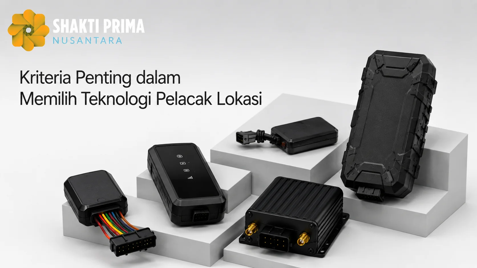 Berbagai perangkat GPS tracker dengan fitur dan spesifikasi berbeda sebagai ilustrasi kriteria penting dalam memilih teknologi pelacak lokasi untuk kebutuhan monitoring armada.