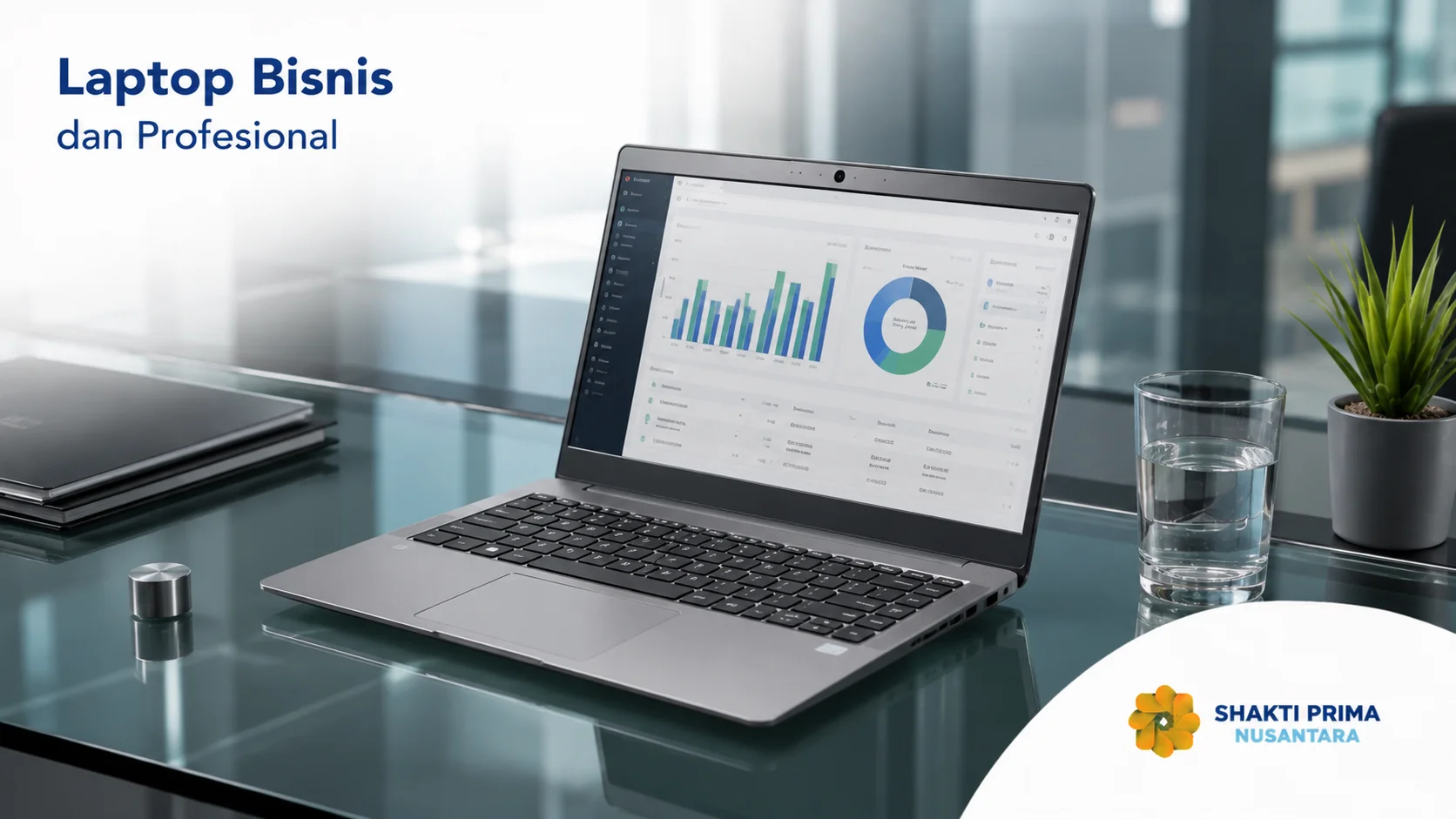 Laptop bisnis berdesain premium untuk mendukung produktivitas dan kebutuhan profesional di lingkungan kerja modern.