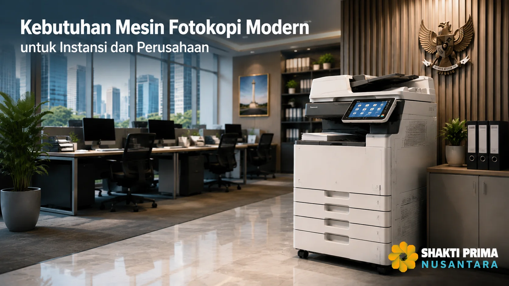 Mesin fotokopi modern untuk mendukung kebutuhan administrasi instansi dan perusahaan.