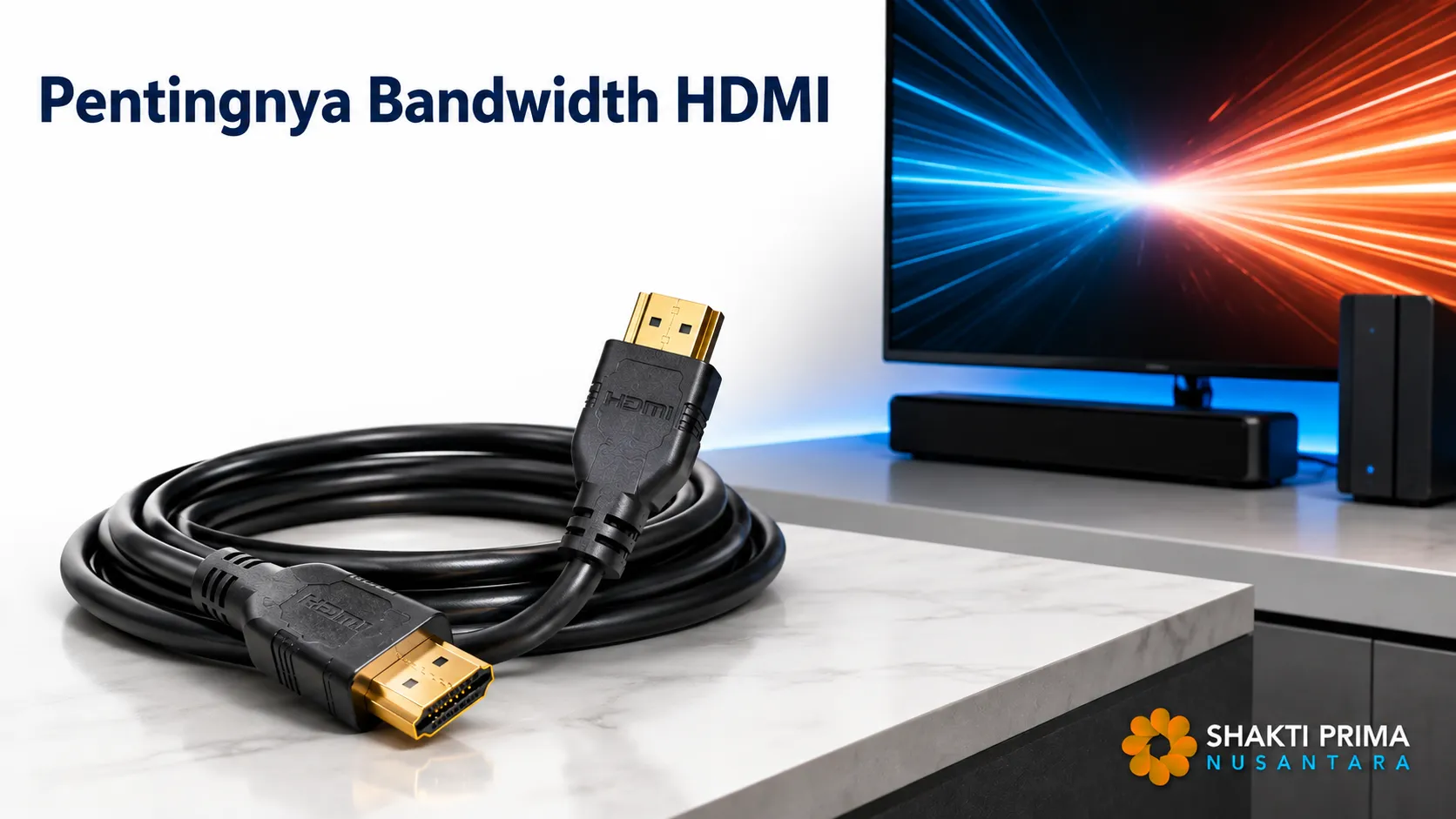 Kabel HDMI dengan bandwidth tinggi untuk mendukung transmisi audio dan video digital beresolusi tinggi secara stabil.