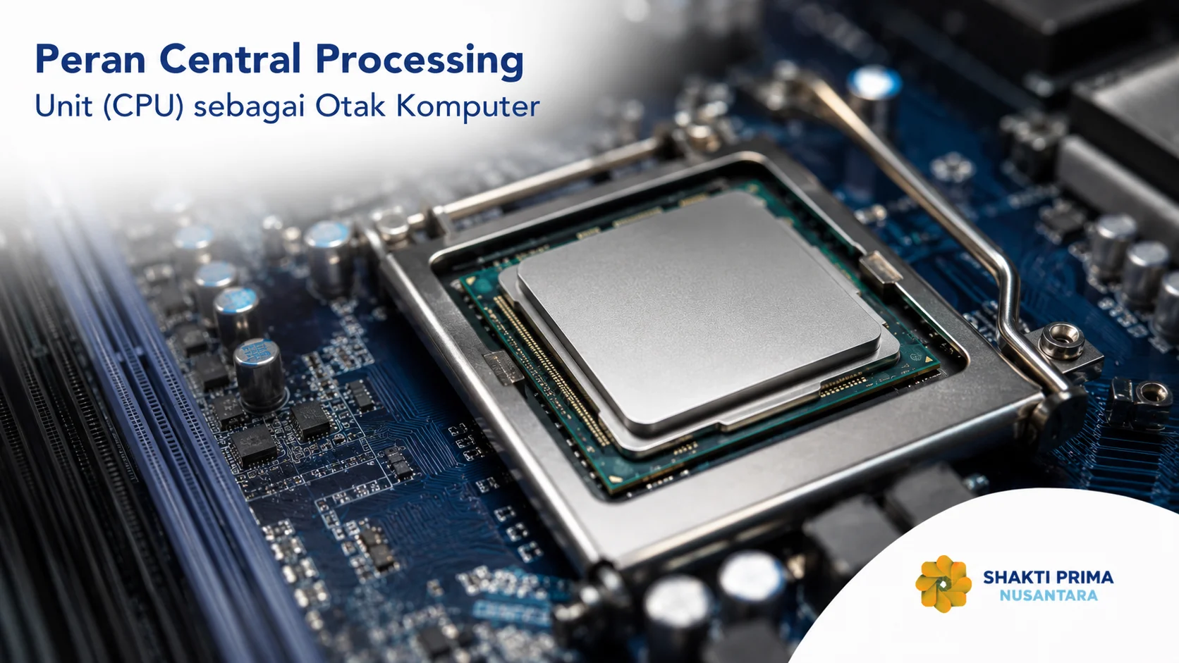 Central Processing Unit (CPU) pada motherboard sebagai komponen utama yang mengolah seluruh proses kerja komputer.