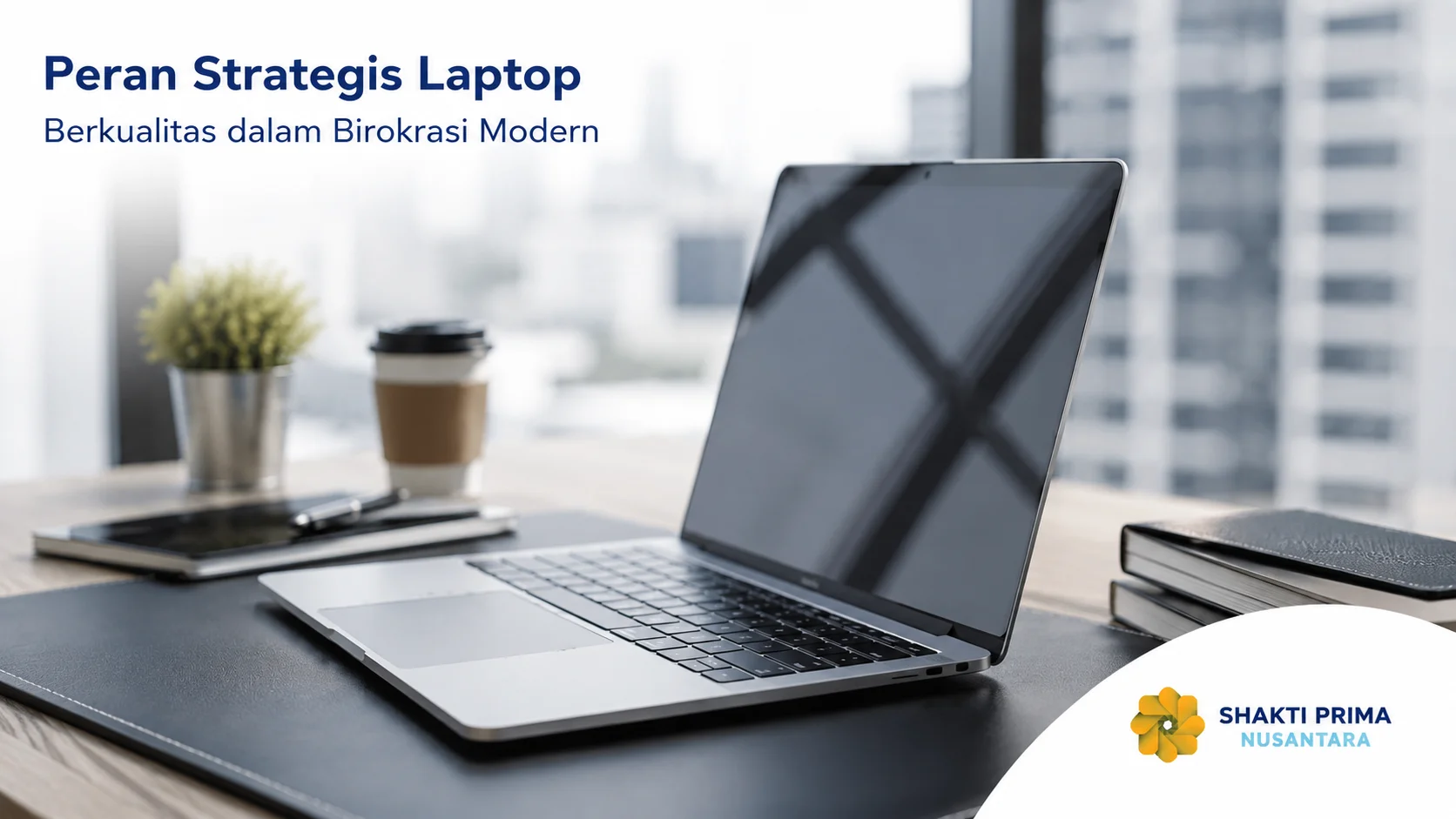 Laptop berkualitas di lingkungan kerja modern untuk mendukung produktivitas dan transformasi birokrasi digital.