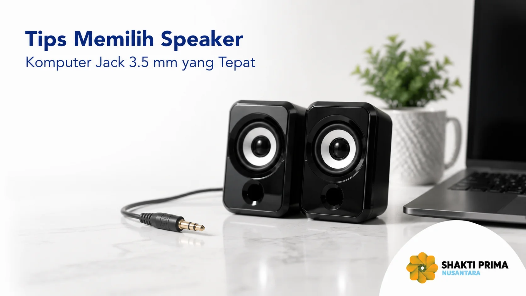 Speaker komputer jack 3.5 mm dengan desain modern untuk membantu memilih perangkat audio yang sesuai kebutuhan.