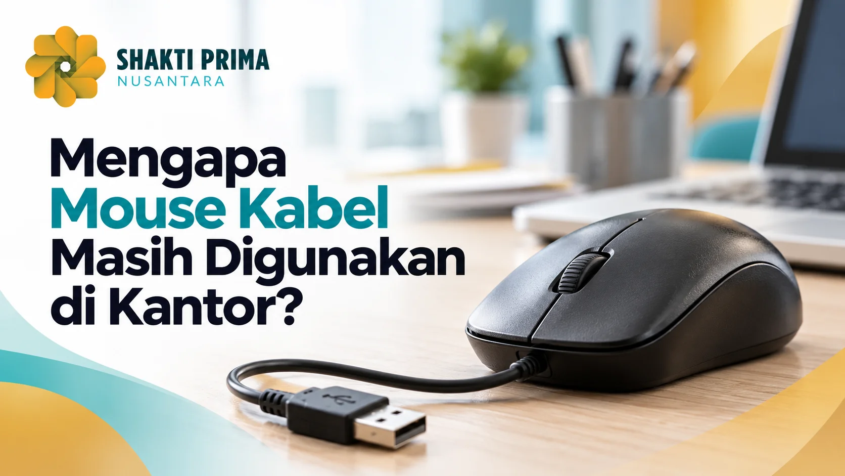 Mouse kabel instansi dengan koneksi USB untuk mendukung pekerjaan administrasi dan operasional komputer kantor.