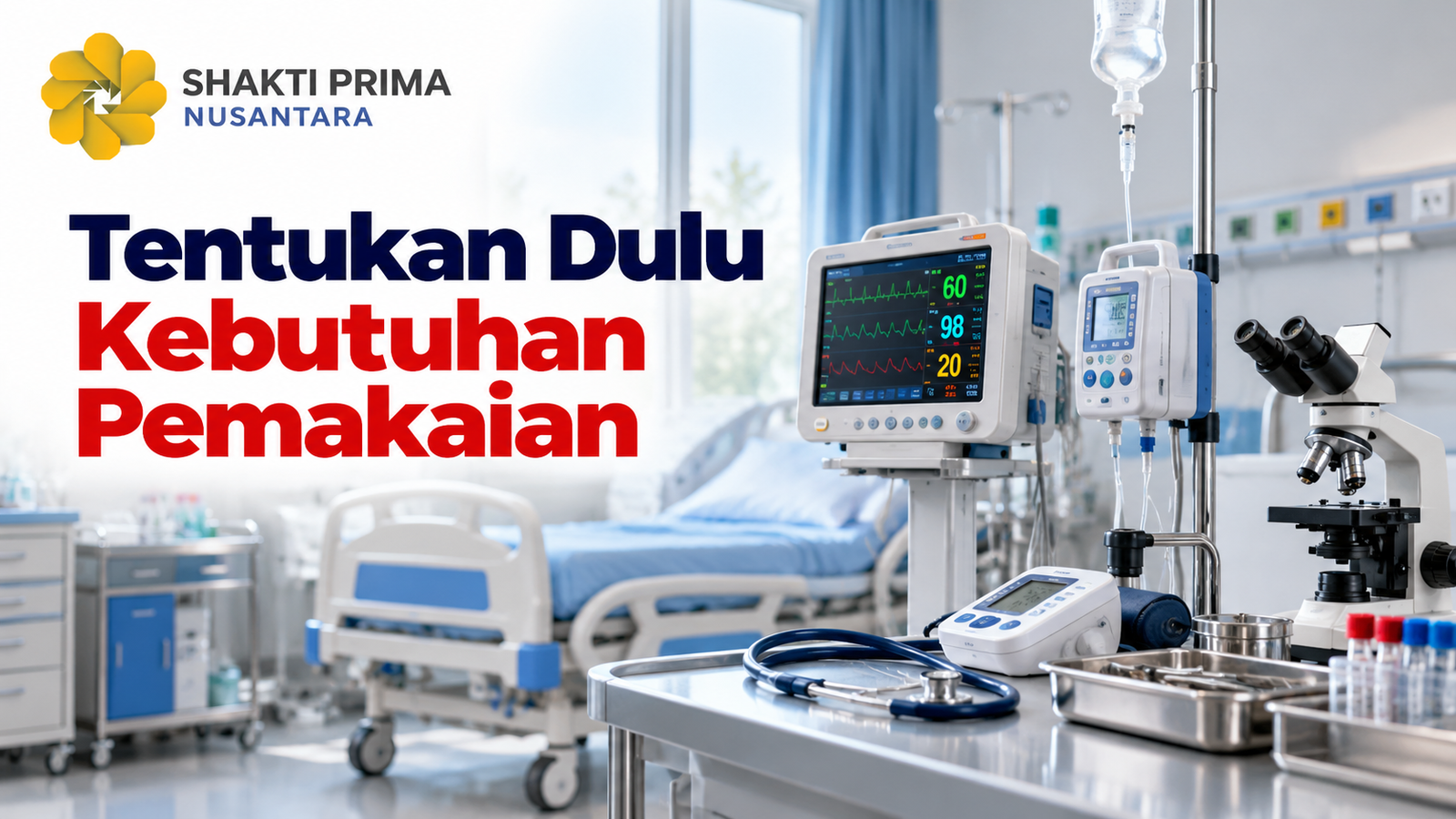 Alat kesehatan untuk fasilitas medis dengan monitor pasien dan mikroskop sebagai pertimbangan menentukan kebutuhan pengadaan alat kesehatan.