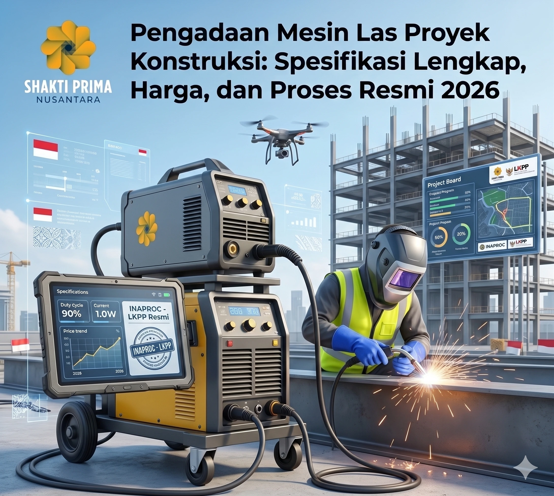 Layanan pengadaan mesin las proyek konstruksi 2026 oleh Shakti Prima Nusantara, menyediakan spesifikasi lengkap dan proses resmi melalui LKPP INAPROC.
