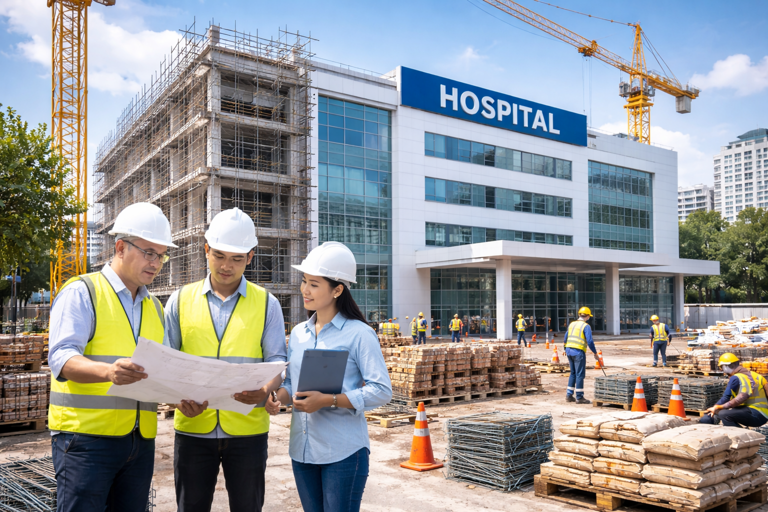 Proses pembangunan rumah sakit modern