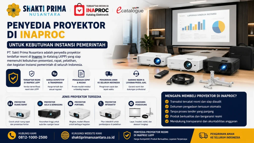Penyedia Proyektor di Inaproc untuk Kebutuhan Instansi Pemerintah dengan pilihan proyektor berkualitas dan layanan pengadaan resmi LKPP