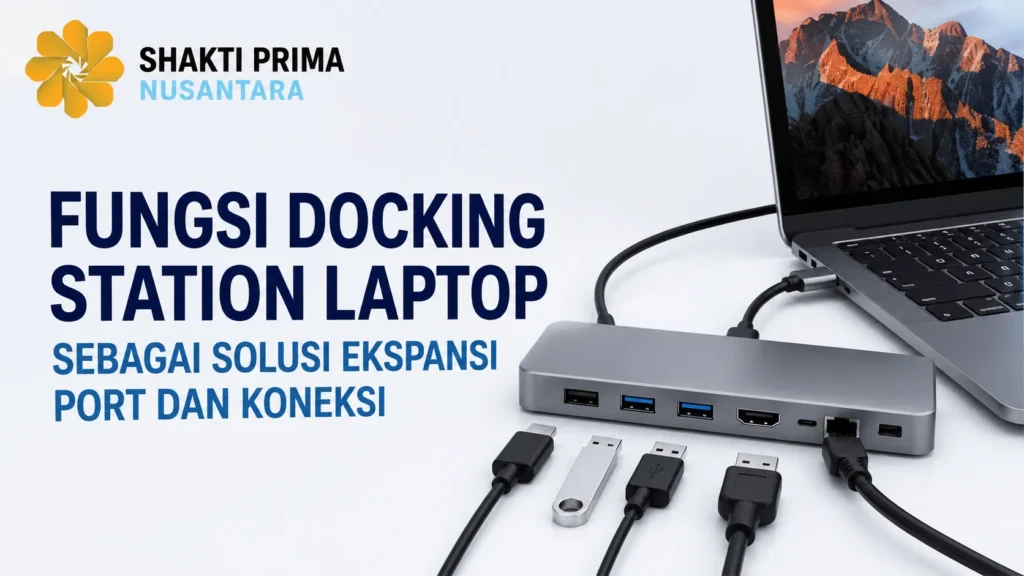 Fungsi docking station laptop sebagai solusi ekspansi port dan koneksi untuk meningkatkan produktivitas kerja.