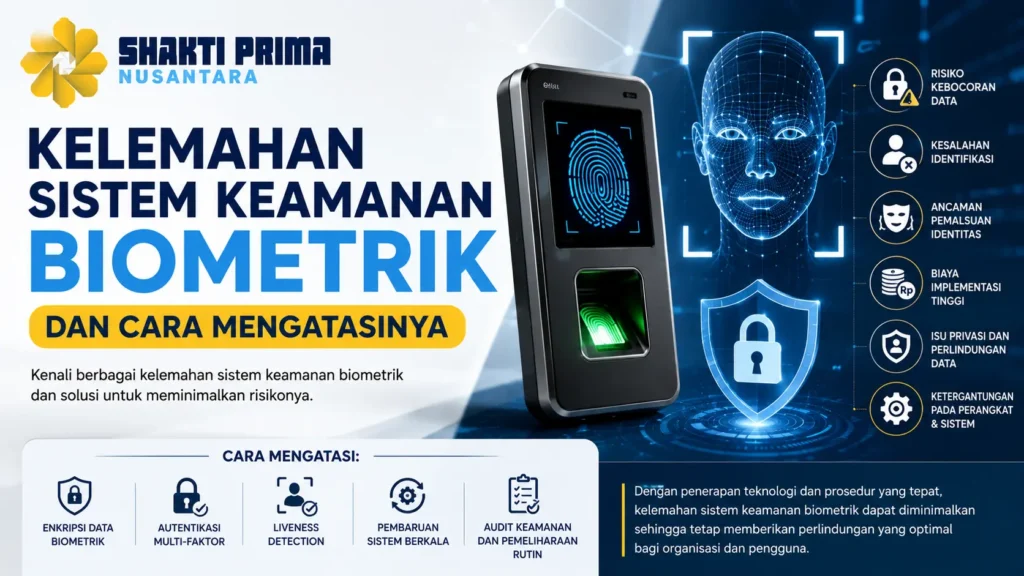 Kelemahan Sistem Keamanan Biometrik seperti risiko kebocoran data, kesalahan identifikasi, ancaman pemalsuan identitas, dan cara mengatasinya menggunakan teknologi keamanan modern