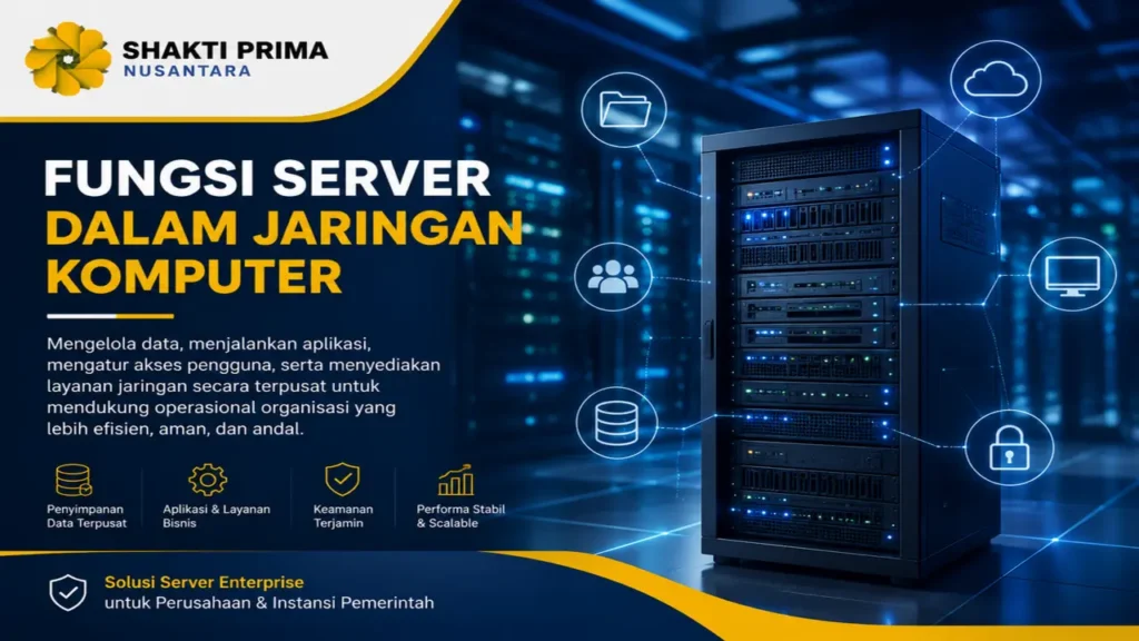 Fungsi server dalam jaringan komputer untuk mengelola data, aplikasi, keamanan, dan layanan jaringan terpusat bagi perusahaan dan instansi pemerintah.