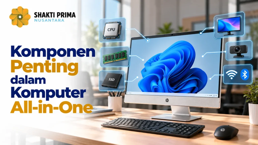 HP Komputer AIO Review membahas komponen penting seperti prosesor, RAM, SSD, layar, webcam, dan konektivitas