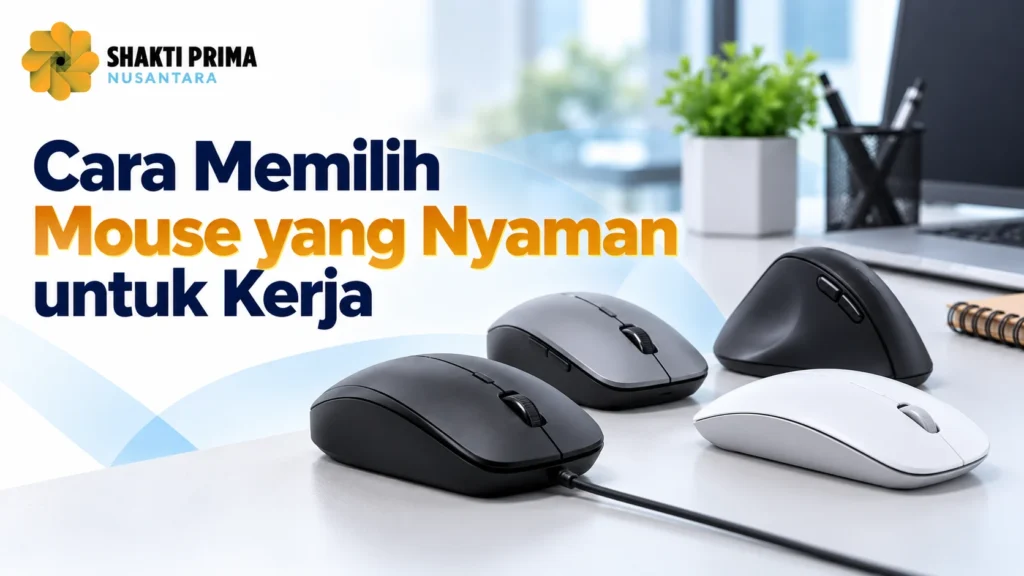Mouse instansi pemerintah dengan pilihan mouse berkabel, nirkabel, dan ergonomis untuk mendukung kenyamanan serta produktivitas kerja di kantor bersama Shakti Prima Nusantara.