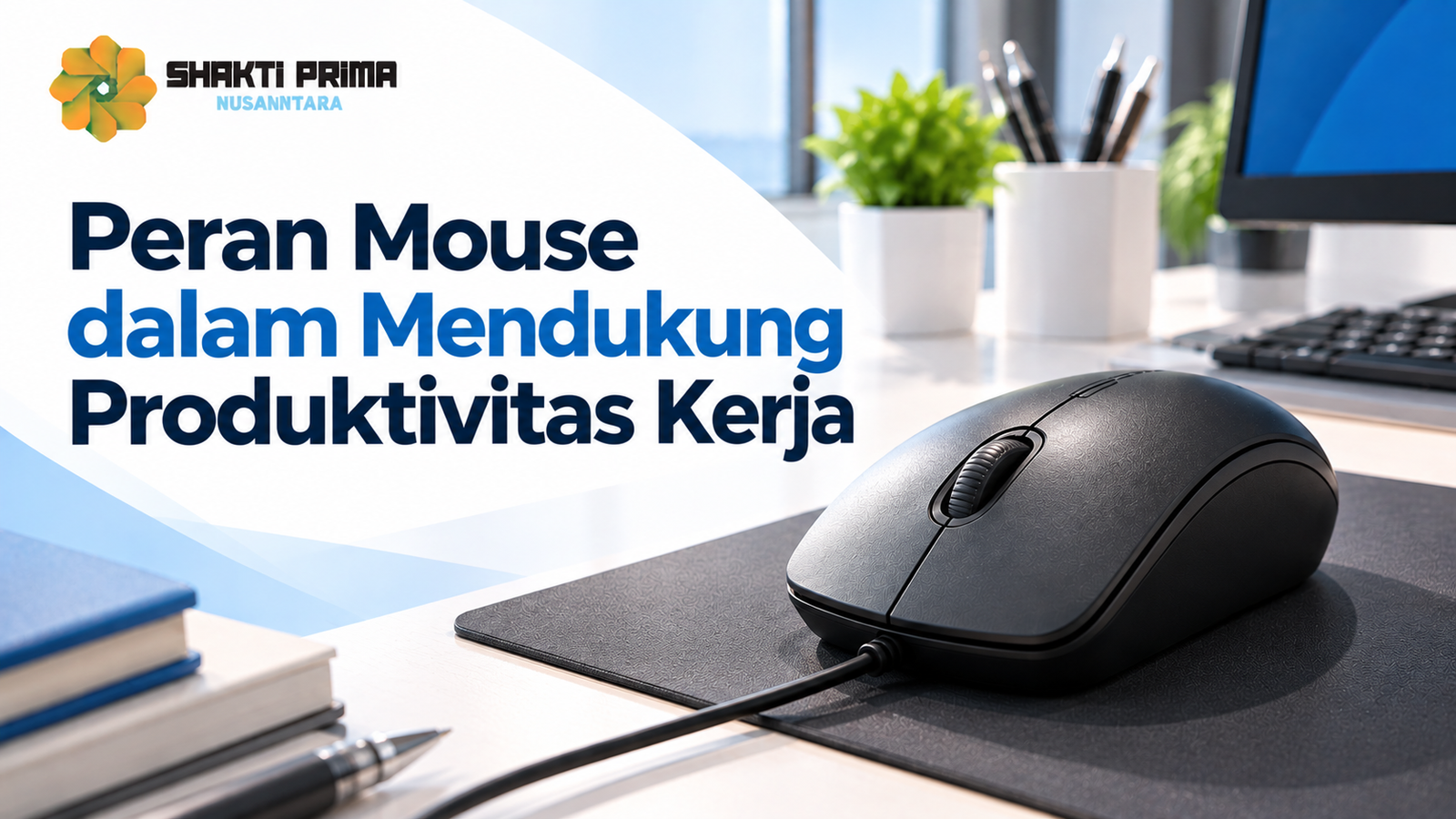 Mouse kantor instansi untuk mendukung produktivitas kerja melalui pengoperasian aplikasi, pengelolaan dokumen, dan aktivitas komputer sehari-hari.